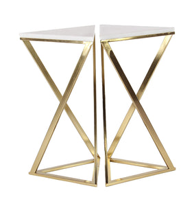 Metal Side End Accent Table End Table with Marble Top, Set of 2 Side Table 14