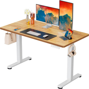 Height Adjustable Electric Standing Desk, 48 x 24 Inches Sit Stand up Desk, Memory Computer Home Office Desk, Light Vintage Brown