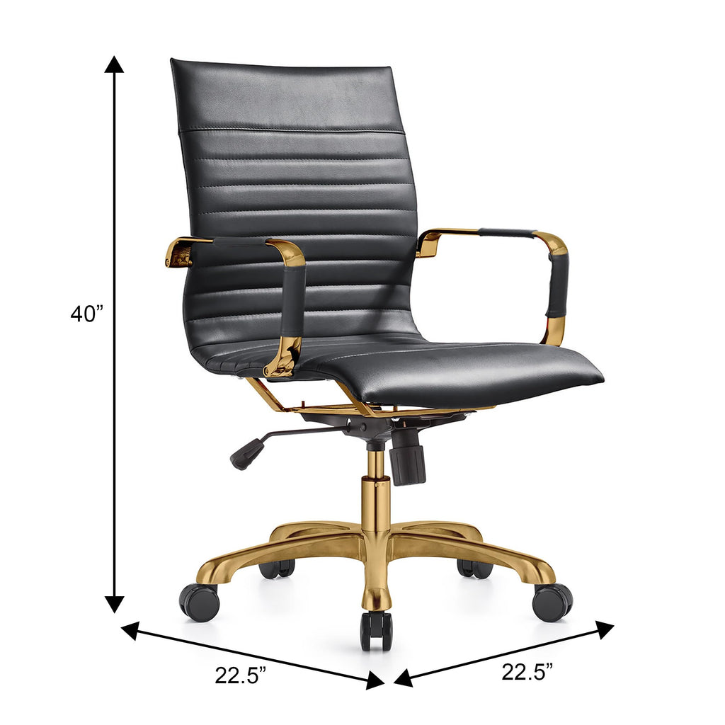 Qty 8 Modern Ergonomic Executive Office Chair, High-Back Leather Conference Desk Chair with Adjustable Height, Tilt Control, 360° Swivel & Gold Frame for Home Office