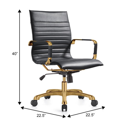 Qty 8 Modern Ergonomic Executive Office Chair, High-Back Leather Conference Desk Chair with Adjustable Height, Tilt Control, 360° Swivel & Gold Frame for Home Office