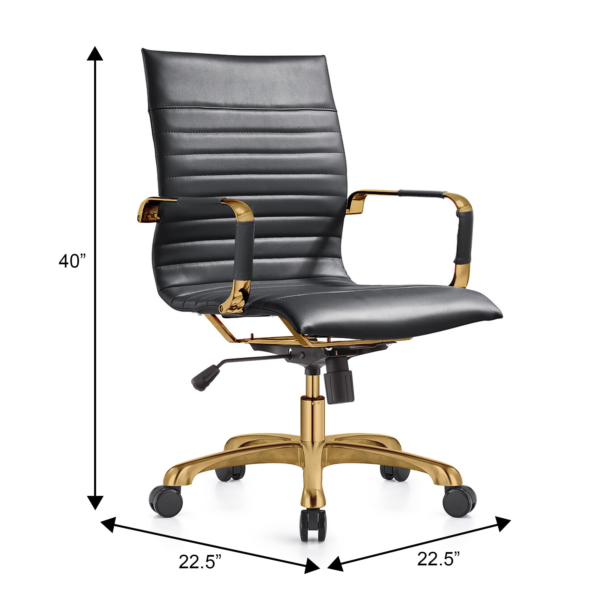 Qty 6 Modern Ergonomic Executive Office Chair, High-Back Leather Conference Desk Chair with Adjustable Height, Tilt Control, 360° Swivel & Gold Frame for Home Office