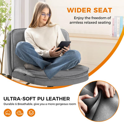 Criss Cross Chair with Wheels Armless Cross Legged Office Chair Wide Home Office Desk Chair Swivel Comfy Vanity Desk Chair Height Adjustable Mid Back Wide Seat Computer Task Chair