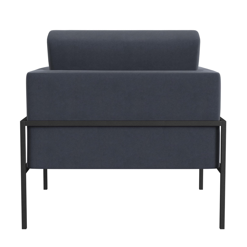 Modern Metal Frame Accent Chair| Home Décor|Accent Chairs for Living Room & Bedroom - Steel Blue Velvet