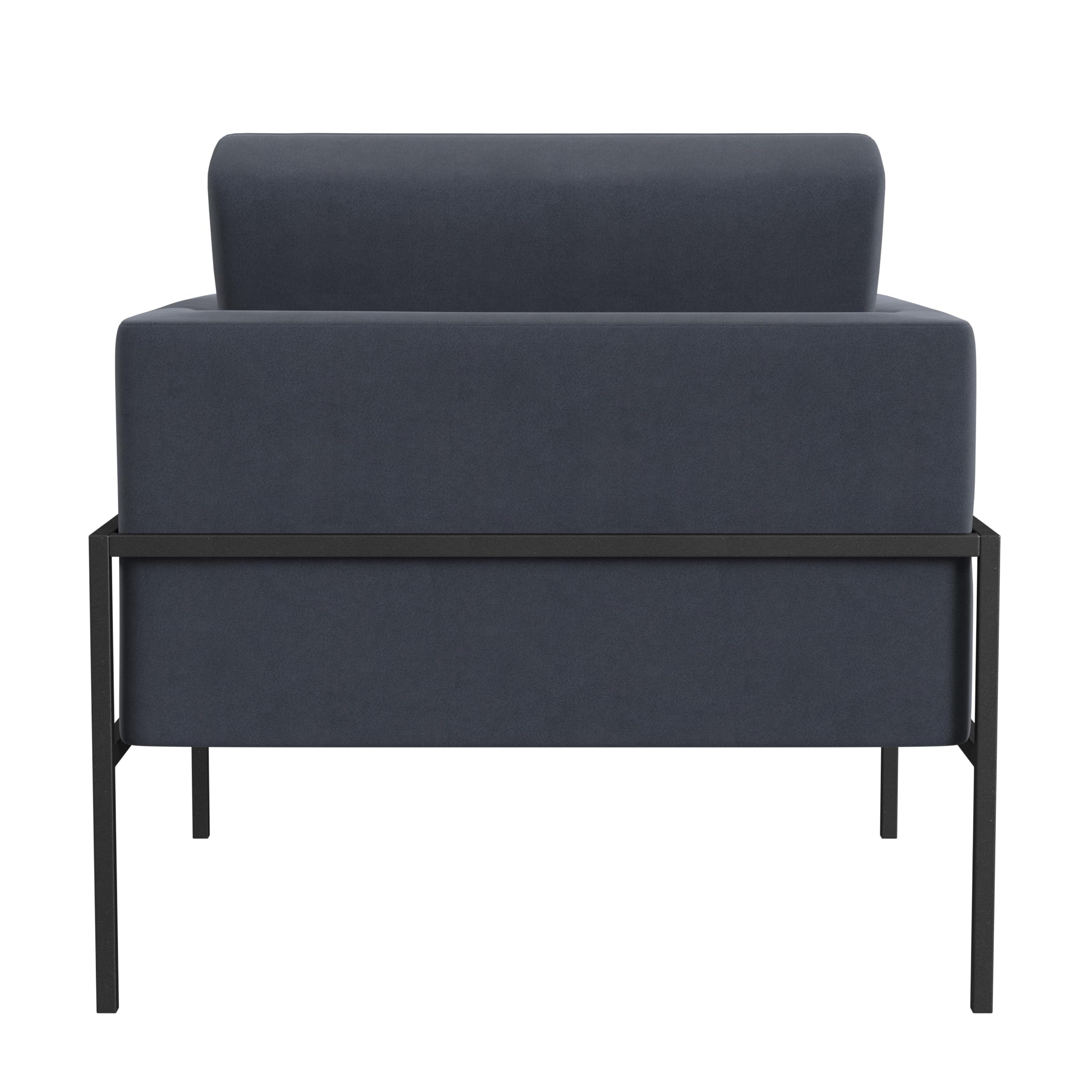 Modern Metal Frame Accent Chair| Home Décor|Accent Chairs for Living Room & Bedroom - Steel Blue Velvet