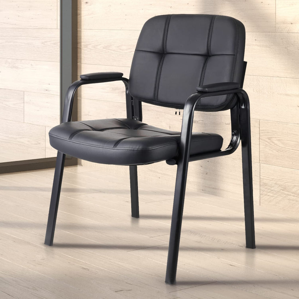 Classic Reception Chair with Padded Armrests and Sturdy Steel Frame, Ergonomic Guest Chair for Office Conference Waiting Meeting Room, Black (4 Pack)