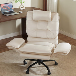 Criss Cross Chair with Flip-Up Armrests, Swivel Makeup Vanity Chair with Wheels & Side Pockets, Cross Legged Office Chair for Home Office, Bedroom (Beige Velvet, High Back)
