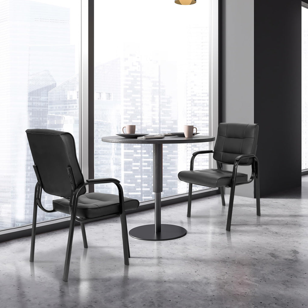 Office Guest Chair Bonded Leather Executive Side Chair Reception Chair with Solid Metal Frame Home Office Furniture, Set of 4, Black