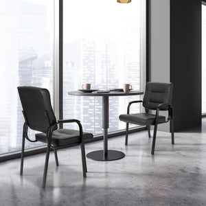 Office Guest Chair Bonded Leather Executive Side Chair Reception Chair with Solid Metal Frame Home Office Furniture, Set of 4, Black