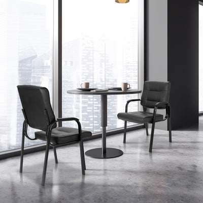Set of 3, Office Guest Chair Bonded Leather Executive Side Chair Reception Chair W/Solid Metal Frame Home Office Furniture