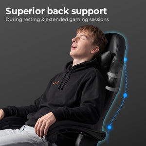 Video Gaming Chair with Footrest Lumbar Support for Home Office High Back Recliner Height Adjustable Ergonomic Comfy Leather Computer Desk Chair (Deep Black)
