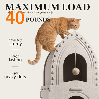 Indoor Cat House for 2 Cats: 2-in-1 Double-Deck Cat House, Sturdy and Scratch-Resistant, Original Castle Design, A Perfect Indoor Cat Cave for Multiple Small Pets and Kittens