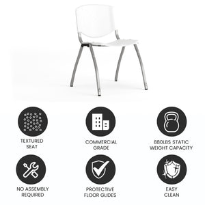 HERCULES Series 880 lb. Capacity White Plastic Stack Chair with Titanium Gray Powder Coated Frame