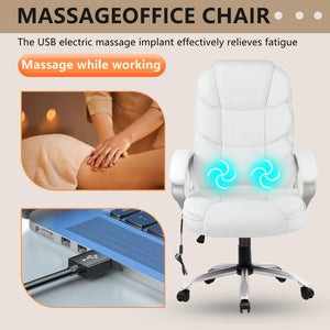 Office Chair Computer High Back Adjustable Ergonomic Desk Chair Executive PU Leather Swivel Task Chair with Armrests Lumbar Support (Beige)