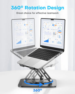 Adjustable Laptop Stand, Computer Stand with 360 Rotating Base, Ergonomic Laptop Riser Mount for Desk Foldable Protable Computer Desk Fits with MacBook Pro Air (10-16
