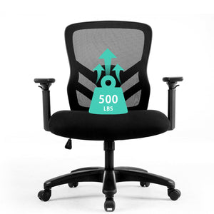 Big and Tall Office Chair 500LBS - Computer Desk Chair with Adjustable Lumbar Support, Heavy Duty Ergonomic Mesh with 360 Rotation 4D Arm and Extra Wide Comfty Seat, Quiet Wheels for Adults