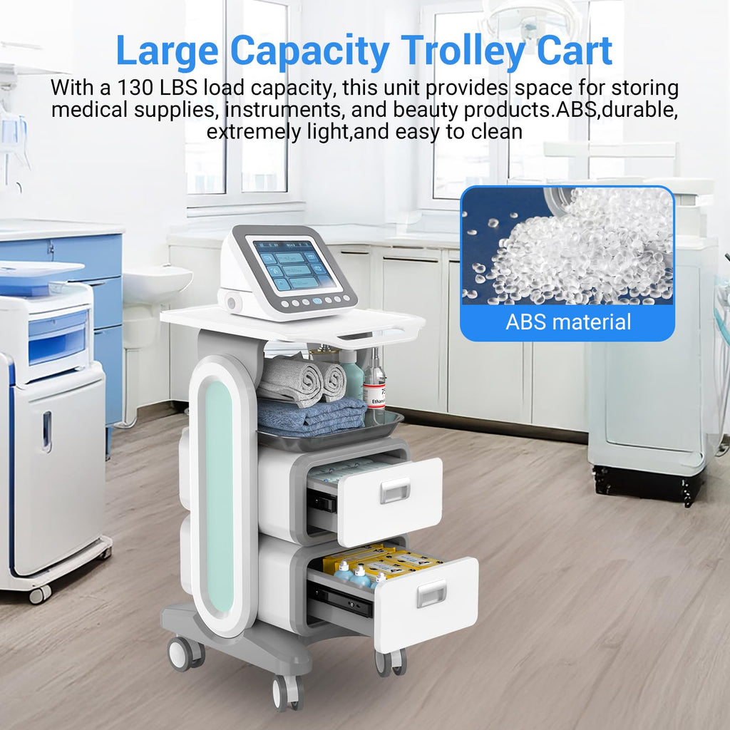 Medical Carts with Wheels, Mobile Ultrasound Cart, Rolling Dental Carts with Drawers, Professional Trolley Cart with Trays for Hospital Clicnic Lab Beauty Salon