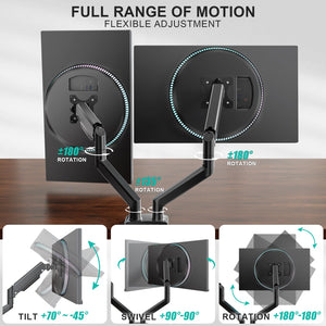 Dual Monitor Stand for 13-32 inch Computer Screens, Dual Monitor Arms for 2 Monitors Holds up to 22 lbs, Height Adjustable Dual Monitors Mount, VESA 75x75/100x100mm (GSMP002N), Black