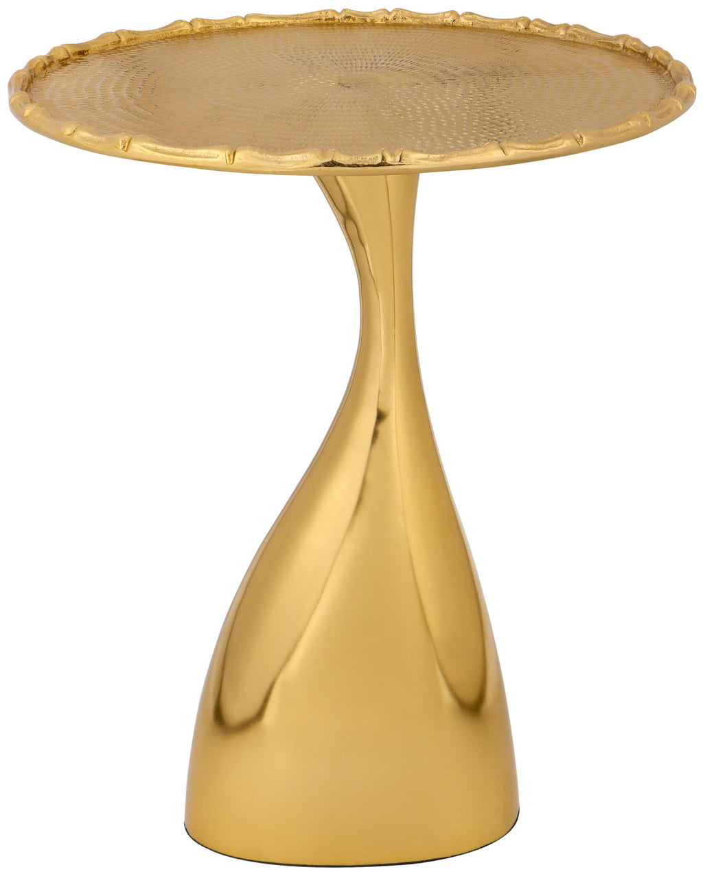 18" Round Metal End Table, Living Room Coffee End Table with Pedestal for Small Spaces, Accent for Indoor Use, Living Room, Bedroom, Balcony (Gold)