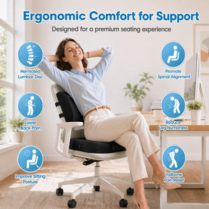 Lumbar Support Pillow & Seat Cushion Set for Office Chair, Desk Chair, Wheelchair & Car – Memory Foam Back Support, Ergonomic Chair Cushions, Sciatica Pain Relief, Home Essentials, Black