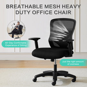 Big and Tall Office Chair 500LBS - Computer Desk Chair with Adjustable Lumbar Support, Heavy Duty Ergonomic Mesh with 360 Rotation 4D Arm and Extra Wide Comfty Seat, Quiet Wheels for Adults