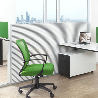Office Chair Ergonomic Computer Desk Mesh Chair Mid Back Swivel Lumbar Support with Armrest (2, Green)