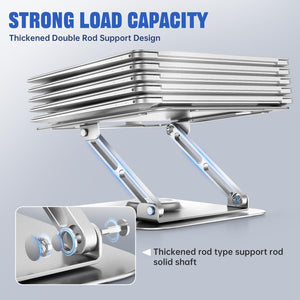 Laptop Stand for Desk, Adjustable Computer Stand with 360° Rotating Base, Ergonomic Laptop Riser for Collaborative Work, Foldable & Portable Laptop Stand, fits for All 10-16