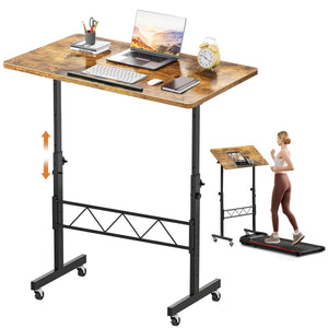 Standing Desk Adjustable Height & Tiltable Tabletop, Portable Stand Up Desk for Laptop, Mobile Folding Desk for Home Office Work and Walking Pad Treadmill, Height 30.7