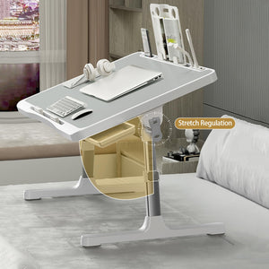Laptop Desk for Bed, Adjustable Beds Table with USB Charge Port, Foldable Lap top Table with Storage Drawer, Portable Laptops Bed Desk Tray for Eating Working Writing Reading