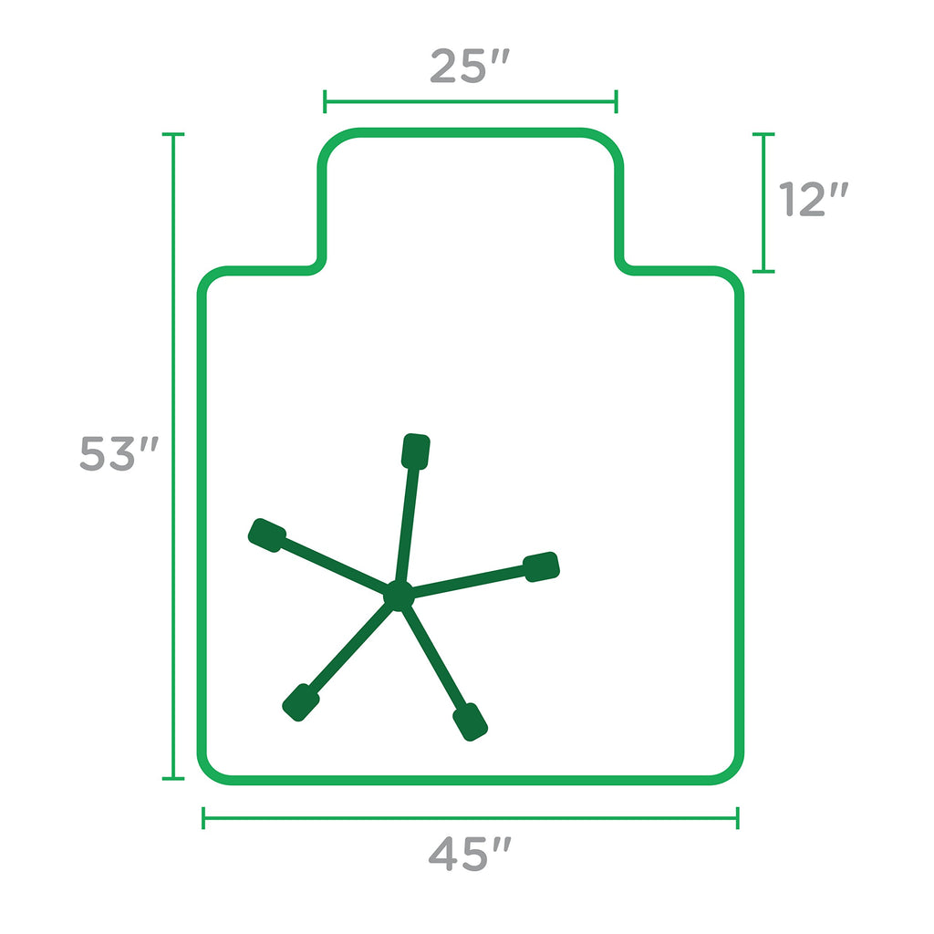 Office Chair Mat for Low‑Pile Carpet – 45" x 53" Clear Desk Floor Protector with Lip, Smooth Glide PVC for Rolling Chairs