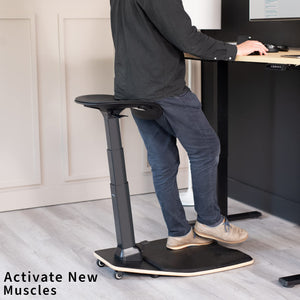 Ergonomic Leaning Perch Chair with Anti-Fatigue Mat, Standing Desk Stool, Height Adjustable Home Office Posture Seat, Black, CHAIR-S02M