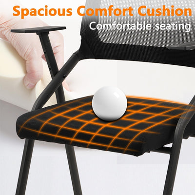 Black 20 Pack, Stackable Foldable Chairs with Wheels, Portable Padded Office Desk Chair with Lumbar Support and Armrest for Conference School Lobby Break Waiting Training Room Guest Reception,