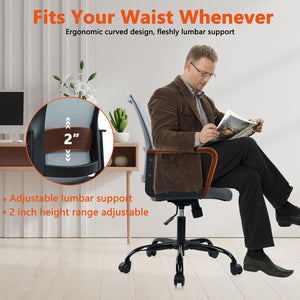 Ergonomic Office Desk Chair - Mesh Office Chair with Adjustable Lumbar Support, Rolling Comfortable Computer Task Chairs with Arms for Home Conference-Gray, 4 Pack