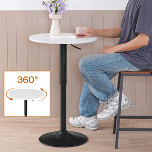 Bar Table, Height-Adjustable Round Pub Table 27-35.4 Inches with Sturdy Base, Modern Style, Easy to Assemble, Suitable for Small Space, White