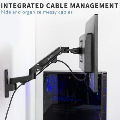 Premium Aluminum Single LCD Monitor Wall Mount for Screens up to 32 inches, Pneumatic Adjustable Arm fits up to VESA 100x100, MOUNT-G100B