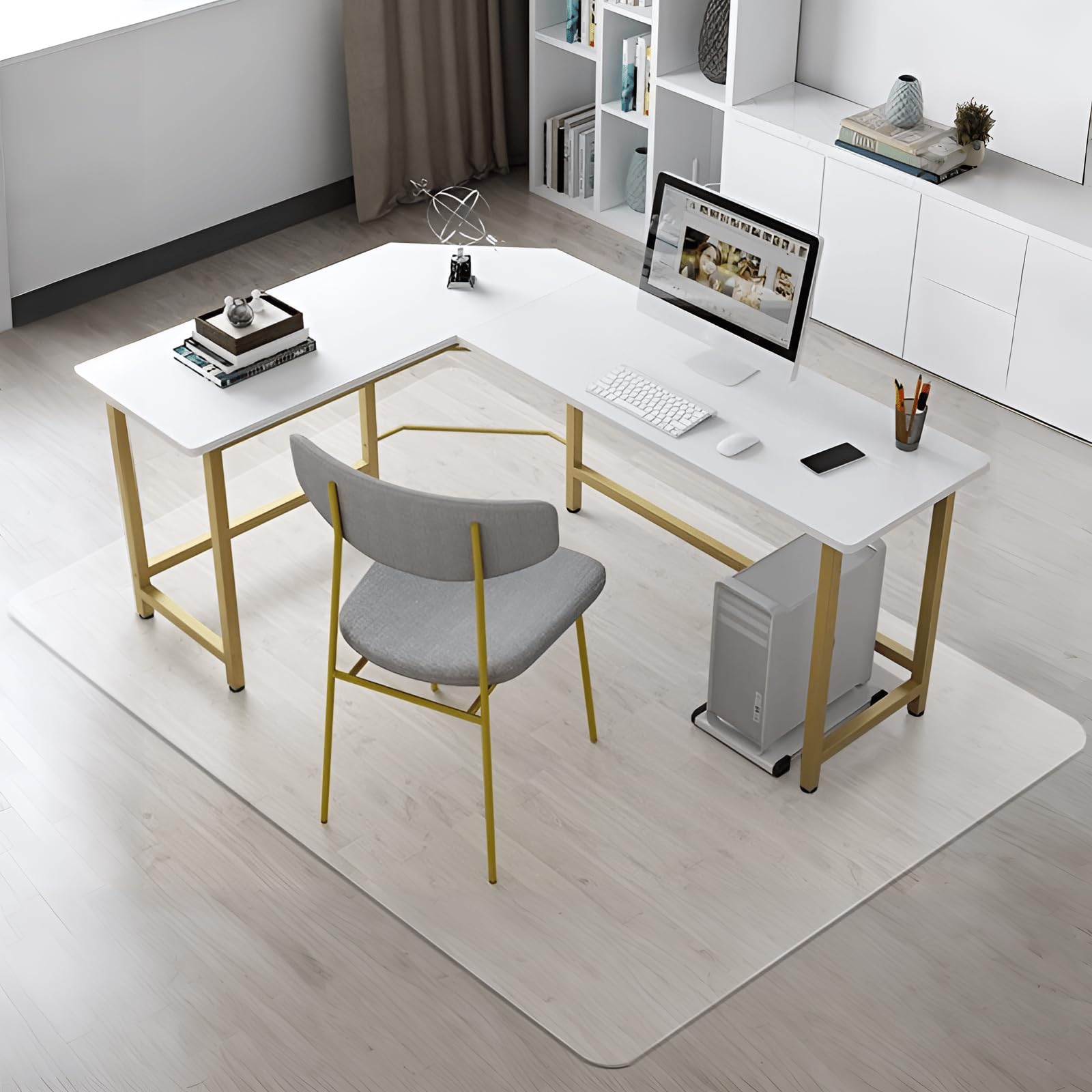 Clear Chair mat for Hardwood Floor 51 x 63 inches Transparent Floor Mats Wood/Tile Protection Mat for Office & Home (51" X 63" Rectangle)