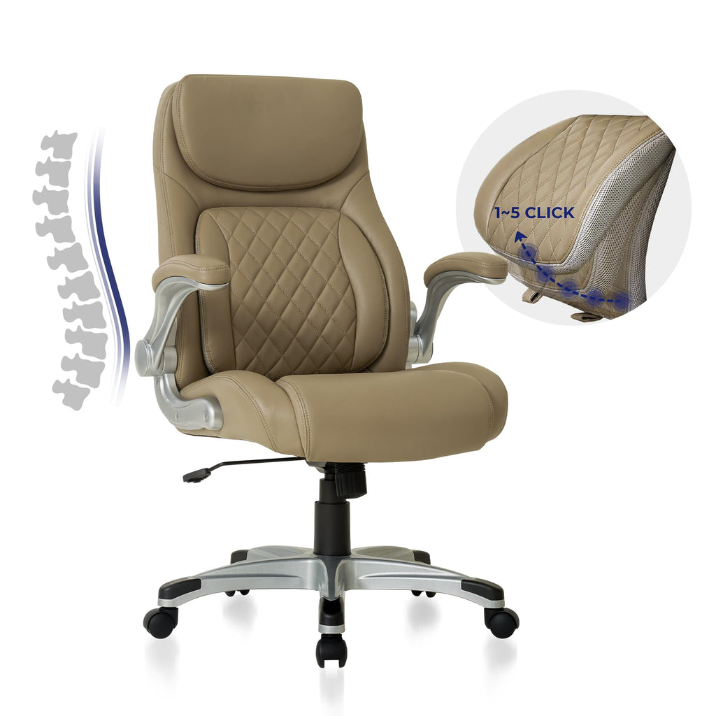 Ergonomic Office Chair Premium Microfiber Leather Adjustable Lumbar Support & Armrests, High Back Comfy Desk Gaming Chairs Executive Computer Swivel Chair Tilt Function(Posture,Taupe)