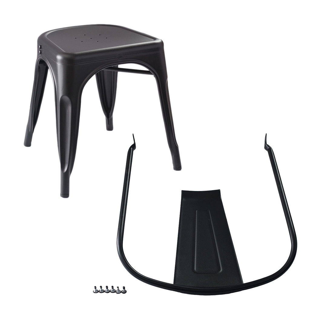 Metal Dining Chairs, Easy to Assemble, Indoor/Outdoor, Stackable, Matte Black, 4-Pack