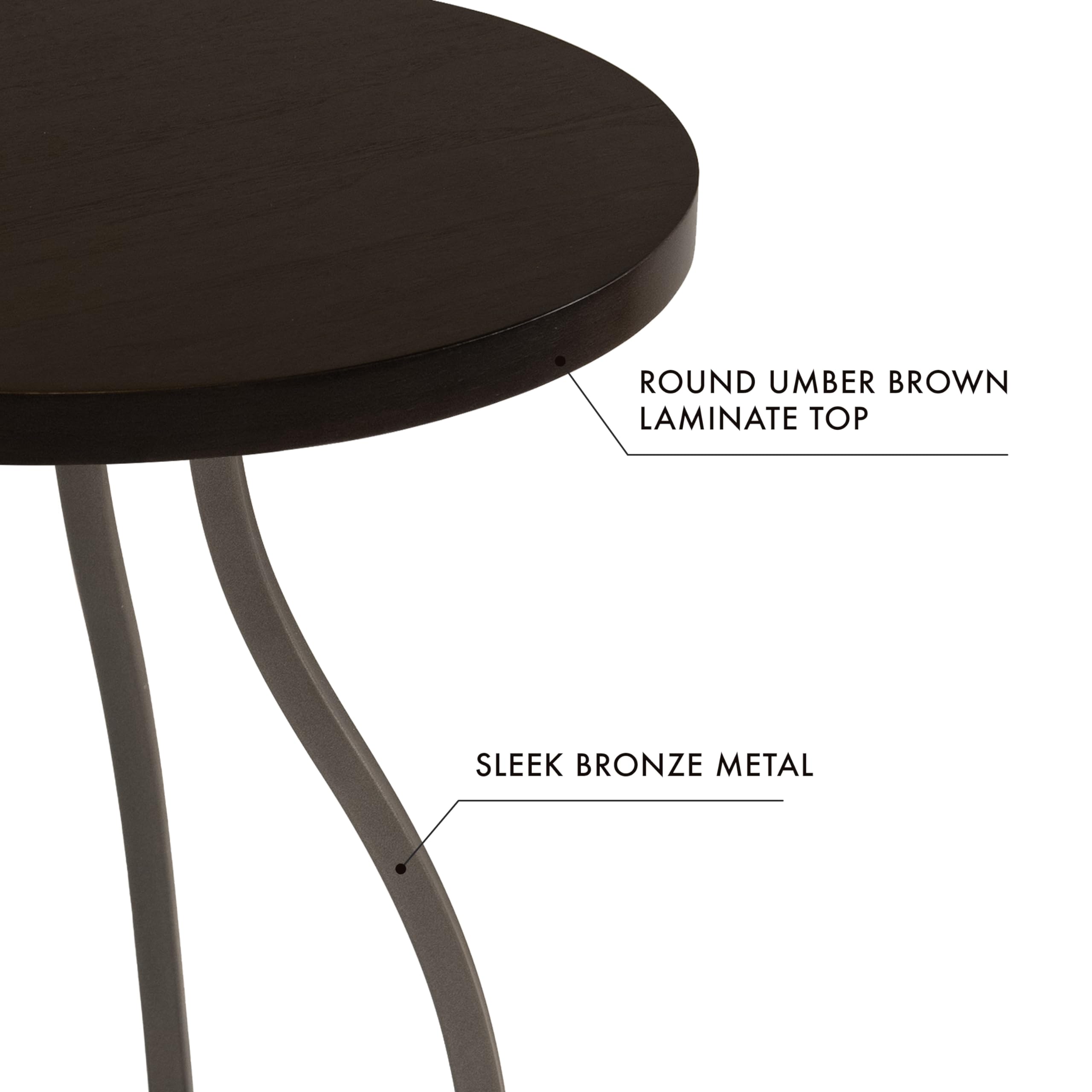 Round Accent Table with Metal Base - Umber Brown