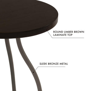 Round Accent Table with Metal Base - Umber Brown