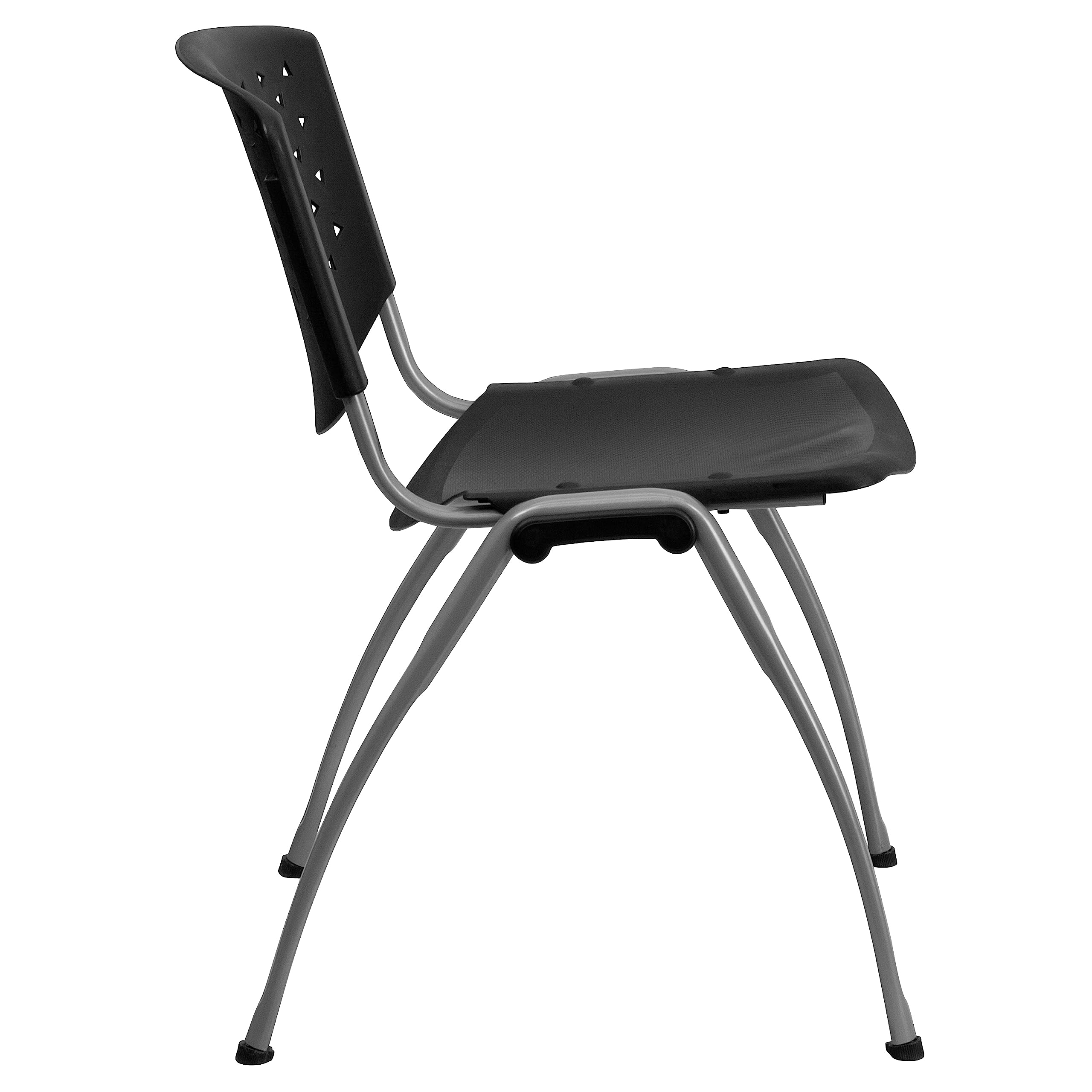 Hercules Series Plastic Contoured Lobby Chairs with Perforated Backs, Ergonomic Stacking Chairs for Offices, Set of 5, Gray