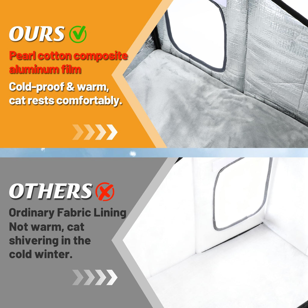 Weatherproof Heated Cat Houses for Outdoor Cats - Insulated Cat Shelter for Winter with Thermostatic Heating Pad and Escape Door, Warm Outside Pet House Gift for 1-2 Feral Cats (Medium)
