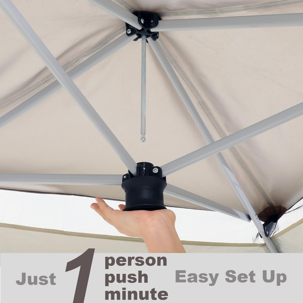12x12 Pop Up Gazebo On Clearance - Upgrade Easy Up Metal Outdoor Canopy Waterproof - Portable Gazebo with Mosquito Nettings, 4 Ropes 8 Stakes and Carry Bag for Patio Garden(Light Gray)