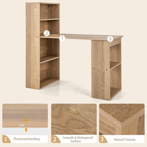 Computer Desk with Bookshelf, Writing Study Desk with Storage Shelves & CPU Stand, Modern Compact Computer Workstation for Home & Office, Space-Saving Design(Natural)