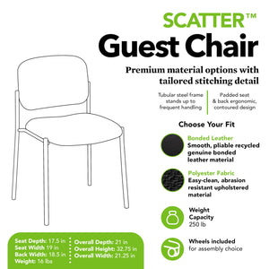 Guest Office Chair, Armless Leather Seating for Waiting Rooms, Lobbies, Conference Areas, and Offices, Stackable Side Chair for Reception and Training Spaces, Black