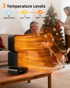 Dual-Head Space Heater with Button & Remote Control, 3 Temperatures & Multi-Angle Adjustable Portable Heater, 5 Timers,1400W Graphene & PTC Ceramic Dual-Core Heating for Office Bedroom Home