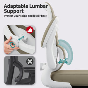 Office Chair - Ergonomic Desk Chair with Adjustable Lumbar Support, Mesh Computer Chair, Executive Chairs for Home Office Comfortable Lumbar Support,Khaki