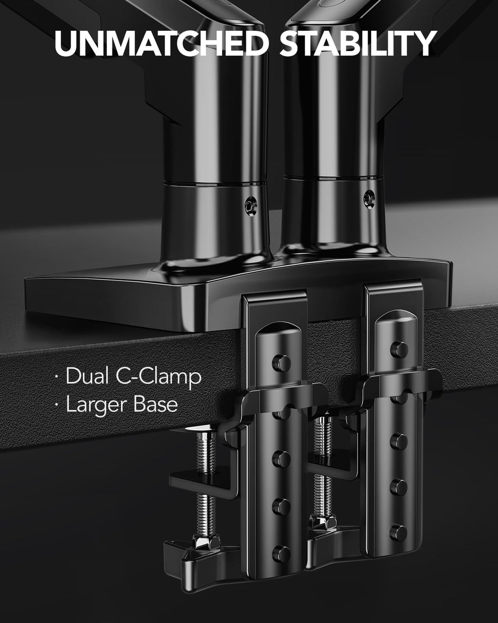 Dual Monitor Stand, Fully Adjustable Gaming Monitor Desk Mount for 13–32″ Computer Screens, Full Motion VESA 75x75/100x100 with C-Clamp & Grommet Base, Each Arm Holds 4.4 to 19.8 lbs