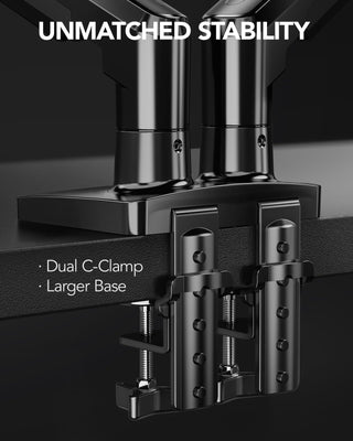 Dual Monitor Stand, Fully Adjustable Gaming Monitor Desk Mount for 13–27″ Computer Screens, Full Motion VESA 75x75/100x100 with C-Clamp & Grommet Base, Each Arm Holds 4.4 to 19.8 lbs