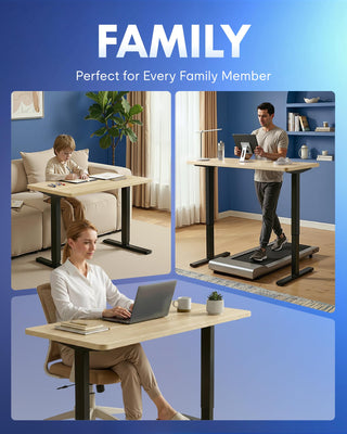 EN1 One-Piece Standing Desk, Electric Adjustable with 4 Memory Presets, 176 LBS Capacity, Stable & Quiet, Seamless Desktop for Home Office & Dual Monitors, 55