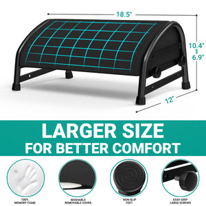 Adjustable Foot Rest for Under Desk at Work, Ergonomic Foot Stools with 7 Positions, Elevated Cushion Under Desk Footrest with Metal Frame, Leg Rest Used for Home, Car, PC Gaming Accessories